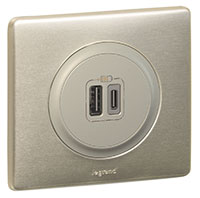 Legrand, Celiane, зарядка USB type-C,  Цвет: Титан