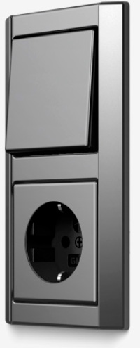 Блок: выключатель и розетка, Gira Edelstahl, Серия 20, Цвет: Сталь