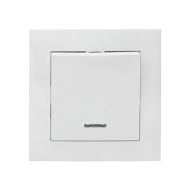 Выключатель
Валенсия,  одноклавишный,  с индикацией,   цвет - белый,  пластмасса,  EWV10-121-10,  EKF
 - PULSAL.RU