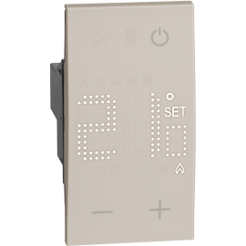 Термостат воздушный (комнатный)
Living Now,  сенсорный,  датчик t° воздуха (встроенный),  без таймера,   цвет - песочный,  пластмасса,  KM4441,  BTicino
 - PULSAL.RU