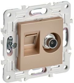 Розетка одиночная TV+RJ45
Skandy,  телевизионная (TV),  одинарная,   цвет - песчаный,  пластмасса,  SK-AK20-2-K98,  IEK
 - PULSAL.RU