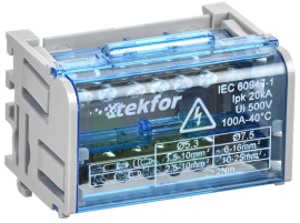 Кросс-модуль на DIN-рейку ШНК 2х7 L+PEN TEKFOR, TF-DN10-2-07-100, IEK - PULSAL.RU