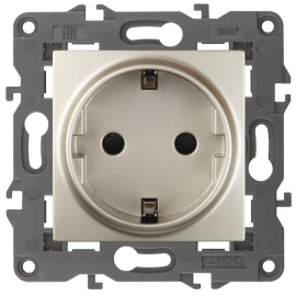 Розетка
Elegance,  со шторками,  с заземлением,  одинарная,  безвинтовые клеммы,   цвет - шампань,  пластмасса,  Б0034275,  14-2102-04,  ЭРА
 - PULSAL.RU