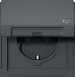 Розетка (новое поколение)
TX_44,  без шторок,  с крышкой,  с заземлением,  одинарная,  безвинтовые клеммы,   цвет - антрацит,  пластмасса,  IP 44,  445467,  4454 67,  Gira
 - PULSAL.RU