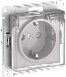 Розетка AQUA (безвинтовые клеммы)
Atlas Design,  со шторками,  с заземлением,  одинарная,  безвинтовые клеммы,   цвет - алюминий,  пластмасса,  IP 44,  ATN440346S,  Schneider Electric
 - PULSAL.RU