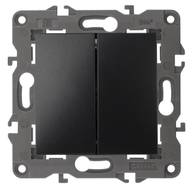 Выключатель
Elegance,  двухклавишный,  без подсветки,   цвет - антрацит,  пластмасса,  Б0034234,  14-1104-05,  ЭРА
 - PULSAL.RU