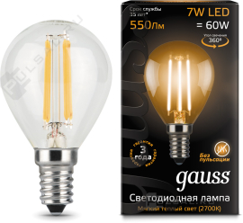 Лампа прозрачная
филаментная
Black,   цоколь - E14,   мощность - 7Вт,   световой поток - 550Лм,   цветовая температура - 2700К,  не диммируется,  105801107,  Gauss - PULSAL.RU
