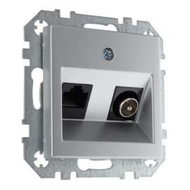 Розетка одиночная TV+RJ45
Epsilon,  Retro Liregus,  телевизионная (TV),  одинарная,   цвет - алюминий,  пластмасса,  ITVKL-1-01.E/Mt,  LIREGUS
 - PULSAL.RU