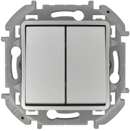 Переключатель (подсветка контурная)
Inspiria,  Mosaic,  двухклавишный,  с подсветкой,   цвет - алюминий,  пластмасса,  673667,  6 736 67,  Legrand
 - PULSAL.RU