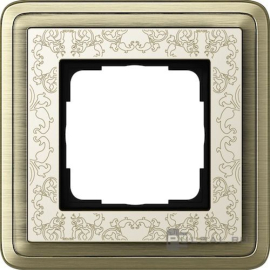 Рамка
ClassiX Art,  1 пост,   цвет - бронзовый,  кремовый,  вертикальная,  горизонтальная,  металл,  0211663,  0211 663,  Gira
 - PULSAL.RU