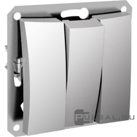 Выключатель
Дуэт,  трехклавишный,  без подсветки,   цвет - серебристый,  пластмасса,  WDE000331,  Schneider Electric
 - PULSAL.RU