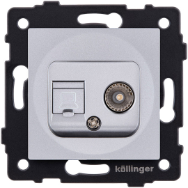 Розетка одиночная TV (тип"мама") + RJ45
Aspekt,  Eleganz,  Reflex,  телевизионная (TV),  одинарная,   цвет - серый,  пластмасса,  REA-021GY,  Kollinger
 - PULSAL.RU