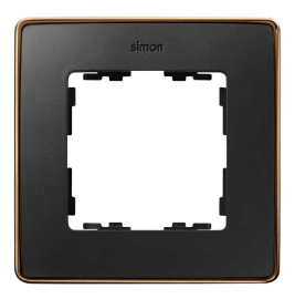 Рамка
Simon 82 Detail,  1 пост,   цвет - черный матовый,  медь,  вертикальная,  горизонтальная,  металл,  пластмасса,  8201610-391,  Simon
 - PULSAL.RU