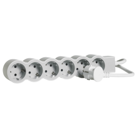 Удлиннитель с розеточным блоком «Стандарт» (6 розеток),   длинна провода - 1,5 мм.,   цвет -  бело-серый,  694557,  6 945 57,  Legrand - PULSAL.RU