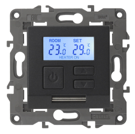 Терморегулятор универсальный 16А, 230В
Elegance,  клавишный,  датчик t° воздуха (встроенный),  датчик t° пола (внешний),  без таймера,   цвет - антрацит,  пластмасса,  Б0034379,  14-4111-05,  ЭРА
 - PULSAL.RU