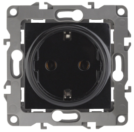 Розетка
Эра 12,  со шторками,  с заземлением,  одинарная,   цвет - черный,  пластмасса,  Б0014692,  12-2102-06,  ЭРА
 - PULSAL.RU