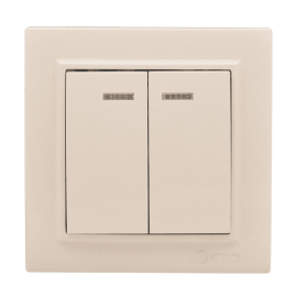 Выключатель
Минск,  двухклавишный,  с подсветкой,   цвет - бежевый,  пластмасса,  ERV10-123-20,  EKF
 - PULSAL.RU