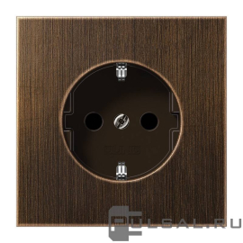 Розетка
LS 990,  LS-design,  FD-design,  со шторками,  с заземлением,  одинарная,  безвинтовые клеммы,   цвет - латунь античная,  металл,  ME1520KIAT,  ME 1520 KI AT,  JUNG
 - PULSAL.RU