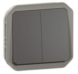 Выключатель / переключатель или кнопка НО
Plexo Nouveau,  двухклавишный,  без подсветки,   цвет - антрацит,  IP 55,  069805L,  0 698 05L,  Legrand
 - PULSAL.RU