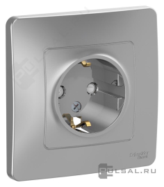 Розетка с рамкой
Blanca,  со шторками,  с заземлением,  одинарная,   цвет - алюминий,  пластмасса,  BLNRS001113,  Schneider Electric
 - PULSAL.RU