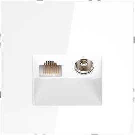 Розетка одиночная TV+RJ45
S70,  телевизионная (TV),  одинарная,   цвет - белый глянцевый,  пластмасса,  VLS060701,  Voltum
 - PULSAL.RU