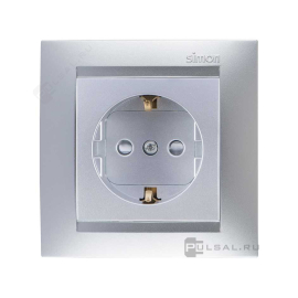 Розетка
Simon 15,  без шторок,  с заземлением,  одинарная,  винтовые клеммы,   цвет - алюминий,  пластмасса,  1591432-033,  Simon
 - PULSAL.RU