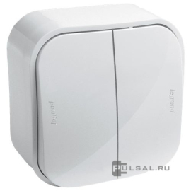 Выключатель
Quteo,  двухклавишный,  без подсветки,  с возможностью подсветки,   цвет - белый,  пластмасса,  782202,  7 822 02,  Legrand
 - PULSAL.RU