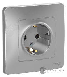 Розетка с рамкой
Blanca,  без шторок,  с заземлением,  одинарная,   цвет - алюминий,  пластмасса,  BLNRS001013,  Schneider Electric
 - PULSAL.RU