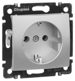 Розетка
Valena,  без шторок,  с заземлением,  одинарная,  винтовые клеммы,   цвет - алюминий,  пластмасса,  694342,  6 943 42,  Legrand
 - PULSAL.RU