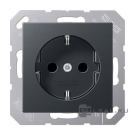 Розетка
ECO profi и ECO profi Standart,  ECO profi design (ECO Profi Deco),  без шторок,  с заземлением,  одинарная,  безвинтовые клеммы,   цвет - антрацит матовый,  пластмасса,  EP1420AN,  EP 1420 AN,  JUNG
 - PULSAL.RU