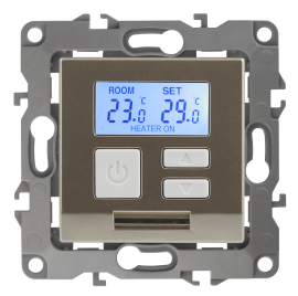 Терморегулятор универсальный 16А, 230В
Эра 12,  клавишный,  датчик t° воздуха (встроенный),  датчик t° пола (внешний),  без таймера,   цвет - шампань,  пластмасса,  Б0031274,  12-4111-04,  ЭРА
 - PULSAL.RU