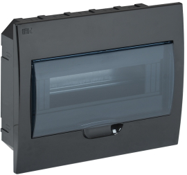 Корпус щита ЩРВ-П-12, Krepta, встраиваемый, IP 41,  модулей - 12, пластмасса,  цвет - черный, MKP12-V-12-41-K02, IEK - PULSAL.RU