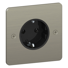 Розетка 16 А с лицевой панелью (однопостовый моноблок)
Sequence 5,  со шторками,  с заземлением,  одинарная,  безвинтовые клеммы,   цвет - никель,  металл,  IP 20,  S800057NB,  Schneider Electric
 - PULSAL.RU