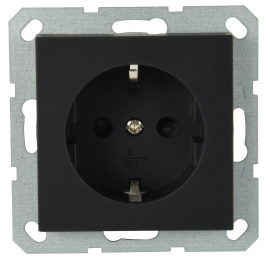 Розетка
R1,  R2,  R3,  со шторками,  с заземлением,  одинарная,  винтовые клеммы,   цвет - черный матовый,  пластмасса,  85501PB,  Wedder
 - PULSAL.RU