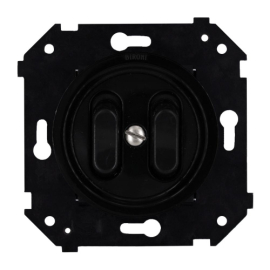 Выключатель
Шедель Бриз,  двухклавишный,  без подсветки,   цвет - черный матовый,  пластмасса,  B3-222-23M,  Bironi
 - PULSAL.RU