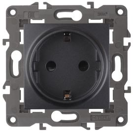 Розетка
Elegance,  без шторок,  с заземлением,  одинарная,  безвинтовые клеммы,   цвет - антрацит,  пластмасса,  Б0034269,  14-2101-05,  ЭРА
 - PULSAL.RU