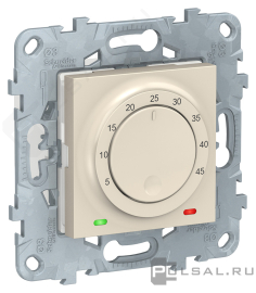 Терморегулятор 10А, НО-контакт, 230В
Unica New Pure,  Unica New Studio,  поворотный,  датчик t° пола (внешний),  без таймера,   цвет - бежевый,  пластмасса,  NU550344,  Schneider Electric
 - PULSAL.RU