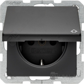 Розетка
Q.1,  Q.3,  Q.7,  без шторок,  с крышкой,  с заземлением,  одинарная,  безвинтовые клеммы,   цвет - антрацит бархат,  пластмасса,  47516066,  4751 60 66,  Berker
 - PULSAL.RU