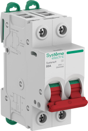 Выключатель нагрузки (рубильник) Systeme9 Systeme9, 2 полюса, 80А, S9S40280, Systeme Electric - PULSAL.RU