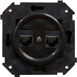 Розетка компьютерная RJ45 Cat.5 (UTP)
Шедель,  двойная,   цвет - черный,  пластмасса,  B3-302-23,  Bironi
 - PULSAL.RU