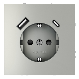 Электрическая розетка с зарядкой USB A+C, 3.2А
S70,  USB type-C 5V,  USB type-A 5V,  Электр. с USB,  двойная,   цвет - сталь,  пластмасса,  VLS040505,  Voltum
 - PULSAL.RU