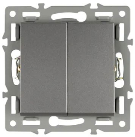 Выключатель
PRESTO,  GLARE,  VERSA,  двухклавишный,  без подсветки,   цвет - серый,  пластмасса,  043726 ARL,  043726,  Аrlight
 - PULSAL.RU
