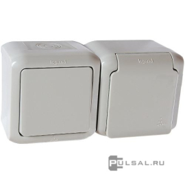 Блок розетки и выключателя
Quteo,  без шторок,  с заземлением,  двойная,  винтовые клеммы,   цвет - серый,  пластмасса,  IP 44,  782348,  7 823 48,  Legrand
 - PULSAL.RU