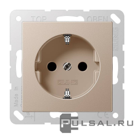 Розетка
A VIVA,  A creation,  A 550,  A flow,  без шторок,  с заземлением,  одинарная,  безвинтовые клеммы,   цвет - шампань,  пластмасса,  A1520CH,  A 1520 CH,  JUNG
 - PULSAL.RU