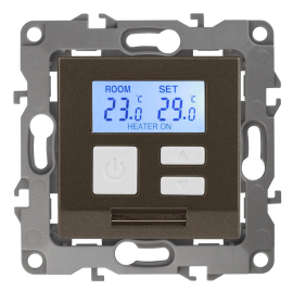 Терморегулятор универсальный 16А, 230В
Эра 12,  клавишный,  датчик t° воздуха (встроенный),  датчик t° пола (внешний),  без таймера,   цвет - бронза,  пластмасса,  Б0031278,  12-4111-13,  ЭРА
 - PULSAL.RU