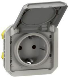 Розетка
Plexo Nouveau,  со шторками,  с крышкой,  с заземлением,  одинарная,  безвинтовые клеммы,   цвет - серый,  пластмасса,  IP 55,  069570L,  0 695 70L,  Legrand
 - PULSAL.RU