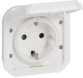 Розетка
Plexo Nouveau,  со шторками,  с крышкой,  с заземлением,  одинарная,  винтовые клеммы,   цвет - белый,  пластмасса,  IP 55,  069639L,  0 696 39L,  Legrand
 - PULSAL.RU