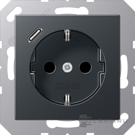Розетка USB C с электрической розеткой
A VIVA,  A creation,  A 550,  A flow,  AS 500,  USB type-C 5V,  Электр. с USB,  одинарная,   цвет - антрацит матовый,  пластмасса,  A1520-18CANM,  A 1520-18 C ANM,  JUNG
 - PULSAL.RU