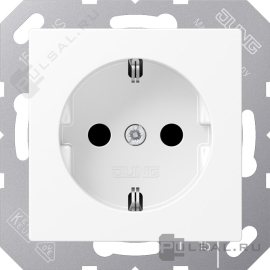Розетка
A VIVA,  A creation,  A 550,  A flow,  со шторками,  с заземлением,  одинарная,  безвинтовые клеммы,   цвет - белый матовый,  пластмасса,  A1520BFKIWWM,  A 1520 BFKI WWM,  JUNG
 - PULSAL.RU