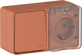 Блок, розетка + выключатель
Atlas Design Profi 54,  со шторками,  с крышкой,  с заземлением,  одинарная,  винтовые клеммы,   цвет - терракотовый,  пластмасса,  IP 54,  ATN547070,  Schneider Electric
 - PULSAL.RU